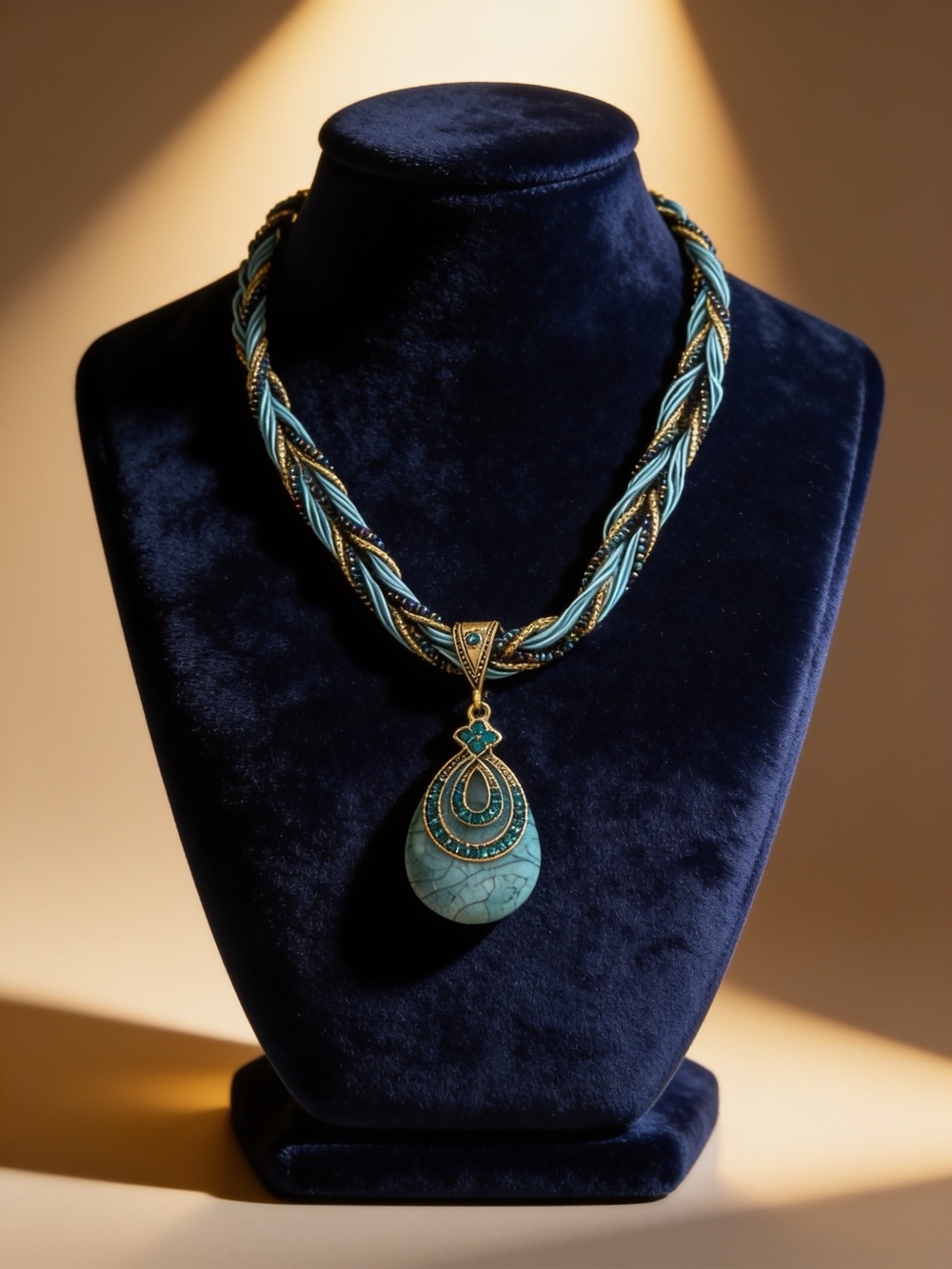 Elegant Turquoise Teardrop Pendant Necklace 16-18”